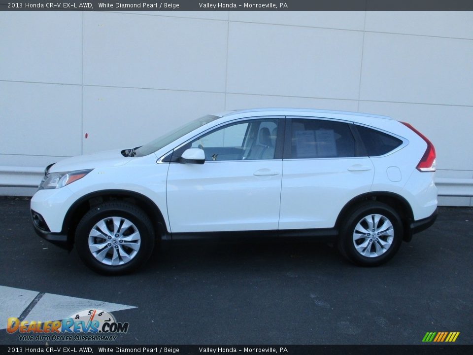 2013 Honda CR-V EX-L AWD White Diamond Pearl / Beige Photo #2