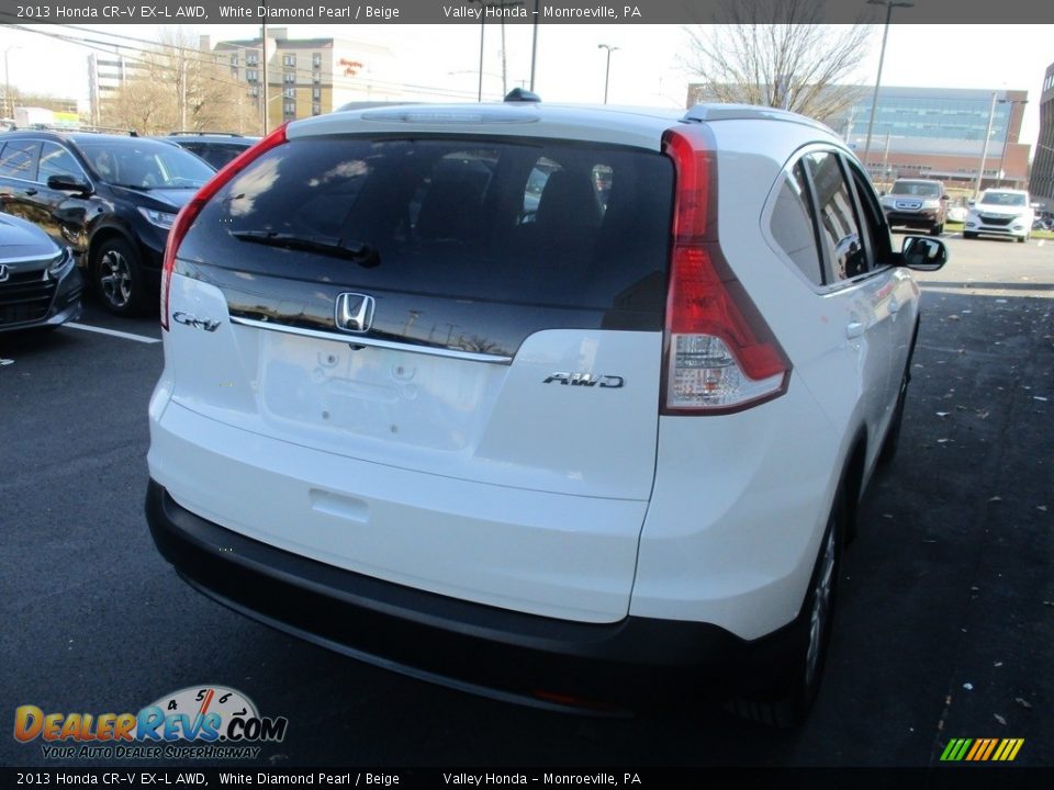 2013 Honda CR-V EX-L AWD White Diamond Pearl / Beige Photo #5