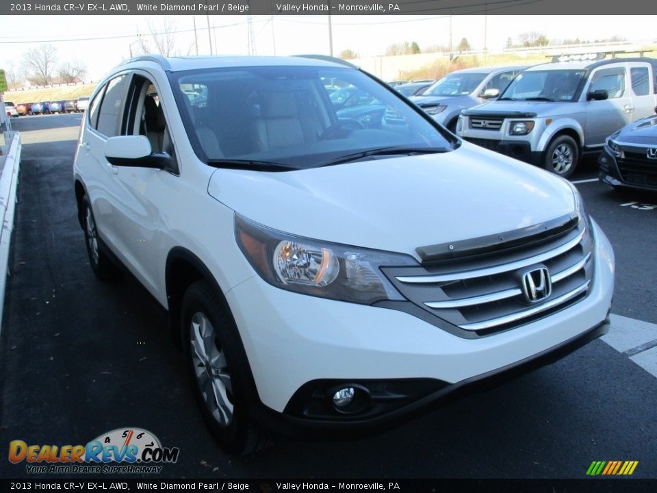 2013 Honda CR-V EX-L AWD White Diamond Pearl / Beige Photo #7
