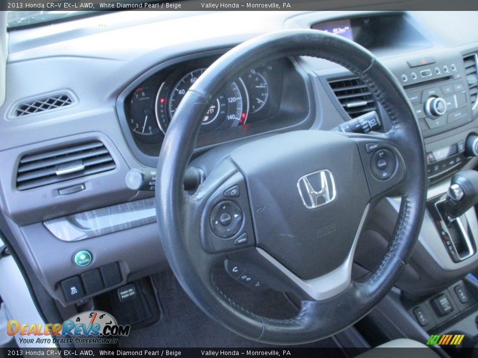 2013 Honda CR-V EX-L AWD White Diamond Pearl / Beige Photo #13