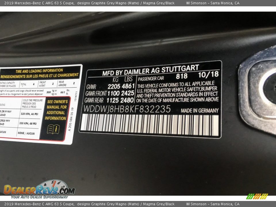 2019 Mercedes-Benz C AMG 63 S Coupe designo Graphite Grey Magno (Matte) / Magma Grey/Black Photo #11