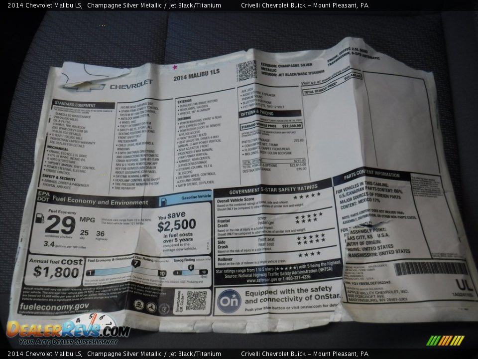 2014 Chevrolet Malibu LS Champagne Silver Metallic / Jet Black/Titanium Photo #26