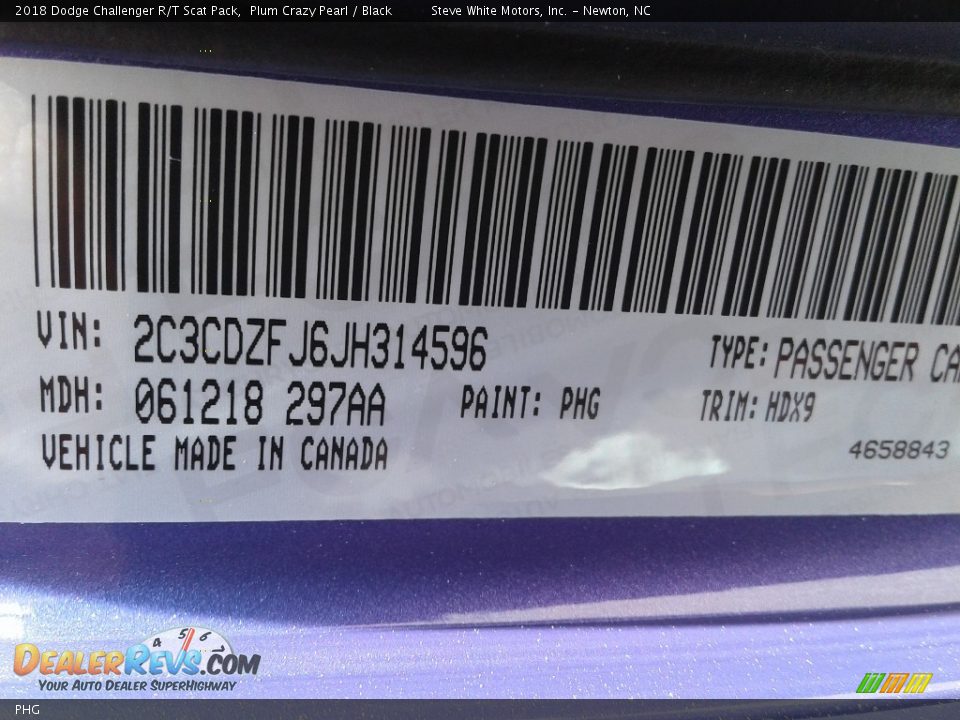 Dodge Color Code PHG Plum Crazy Pearl