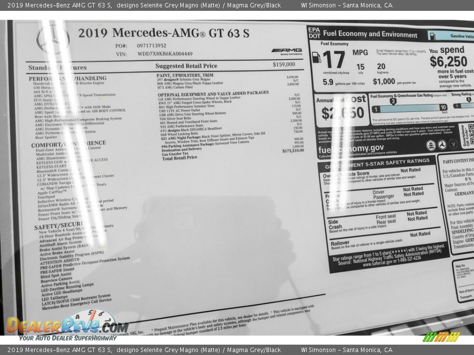 2019 Mercedes-Benz AMG GT 63 S designo Selenite Grey Magno (Matte) / Magma Grey/Black Photo #10