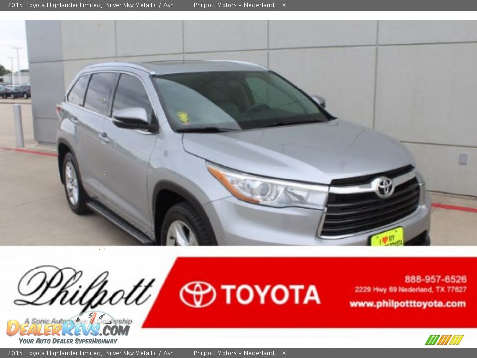 2015 Toyota Highlander Limited Silver Sky Metallic / Ash Photo #1