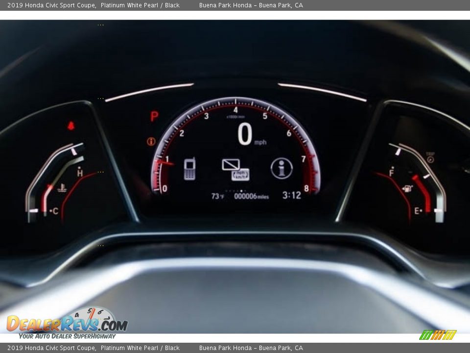2019 Honda Civic Sport Coupe Platinum White Pearl / Black Photo #18