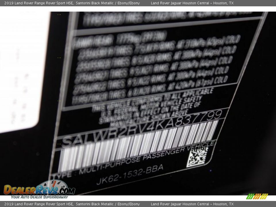 2019 Land Rover Range Rover Sport HSE Santorini Black Metallic / Ebony/Ebony Photo #34