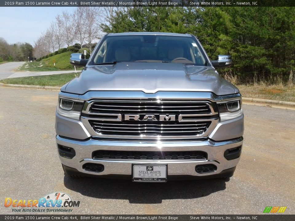 2019 Ram 1500 Laramie Crew Cab 4x4 Billett Silver Metallic / Mountain Brown/Light Frost Beige Photo #3