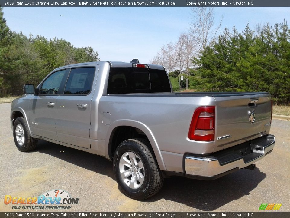 2019 Ram 1500 Laramie Crew Cab 4x4 Billett Silver Metallic / Mountain Brown/Light Frost Beige Photo #8