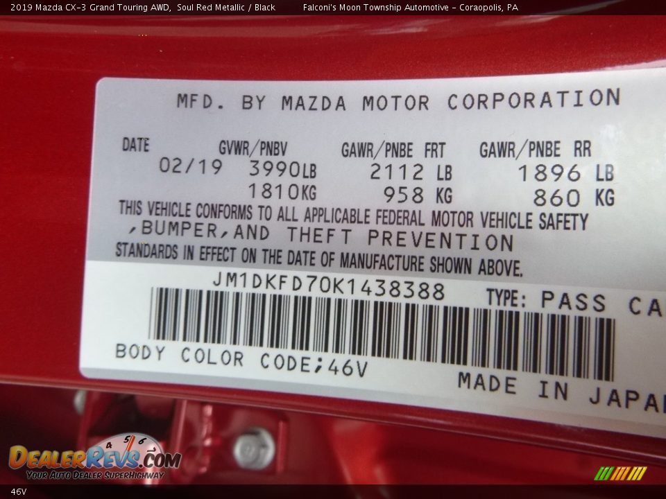 Mazda Color Code 46V Soul Red Metallic