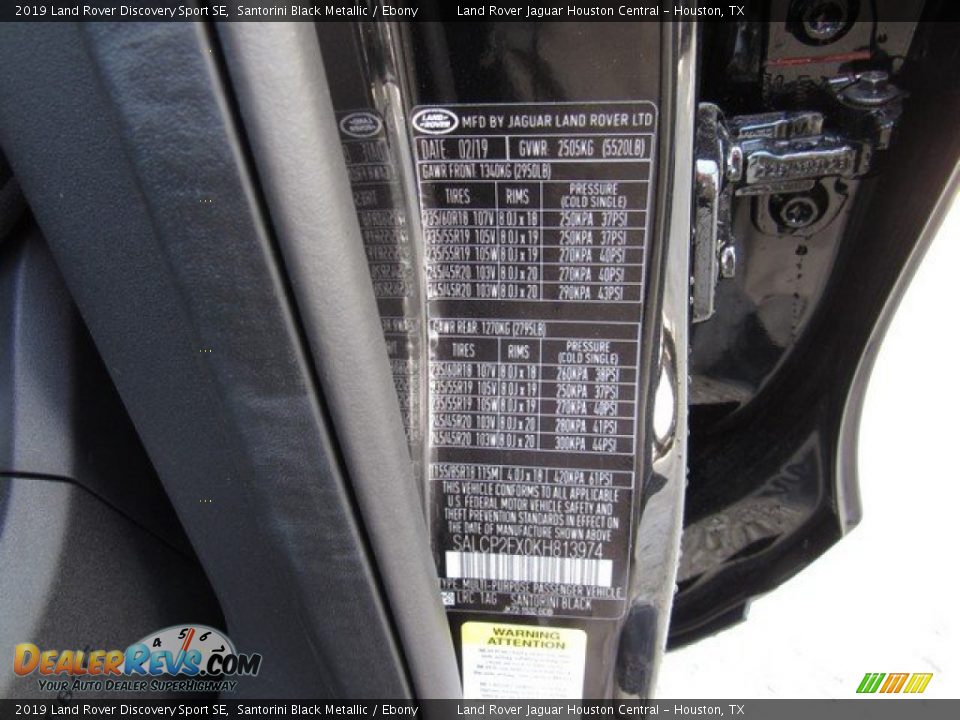 2019 Land Rover Discovery Sport SE Santorini Black Metallic / Ebony Photo #36