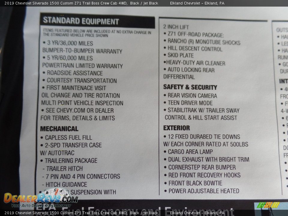 2019 Chevrolet Silverado 1500 Custom Z71 Trail Boss Crew Cab 4WD Black / Jet Black Photo #36