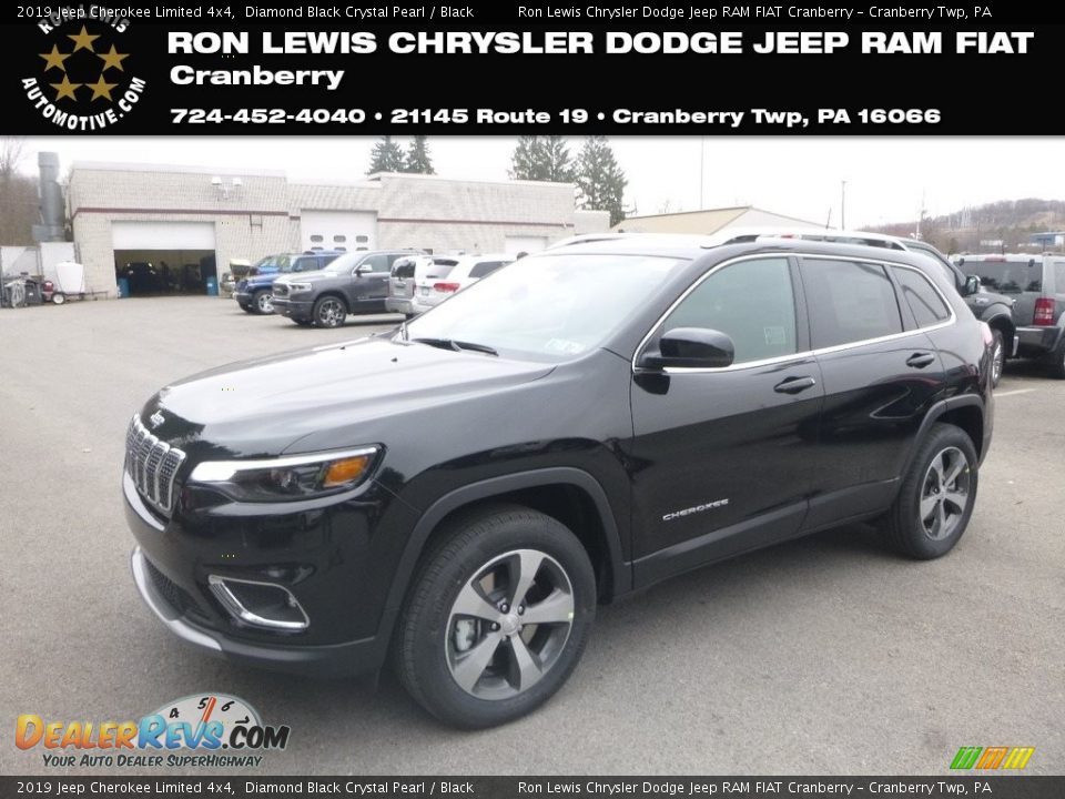 2019 Jeep Cherokee Limited 4x4 Diamond Black Crystal Pearl / Black Photo #1