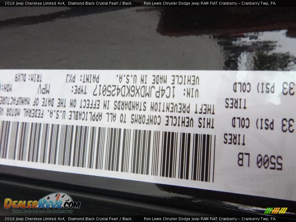 2019 Jeep Cherokee Limited 4x4 Diamond Black Crystal Pearl / Black Photo #14