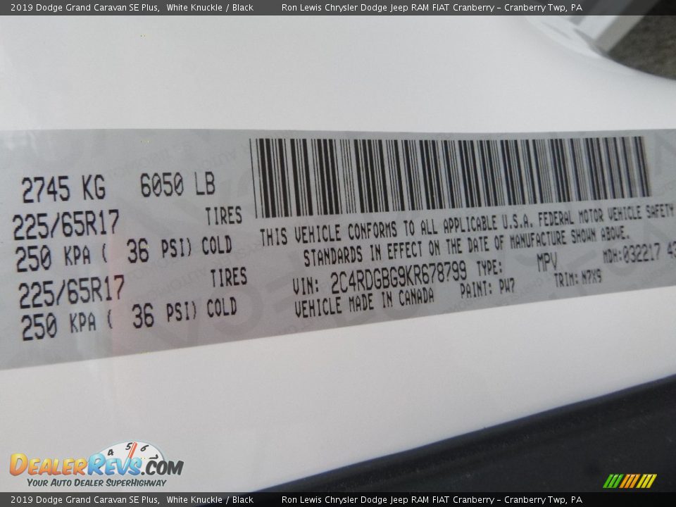 2019 Dodge Grand Caravan SE Plus White Knuckle / Black Photo #15