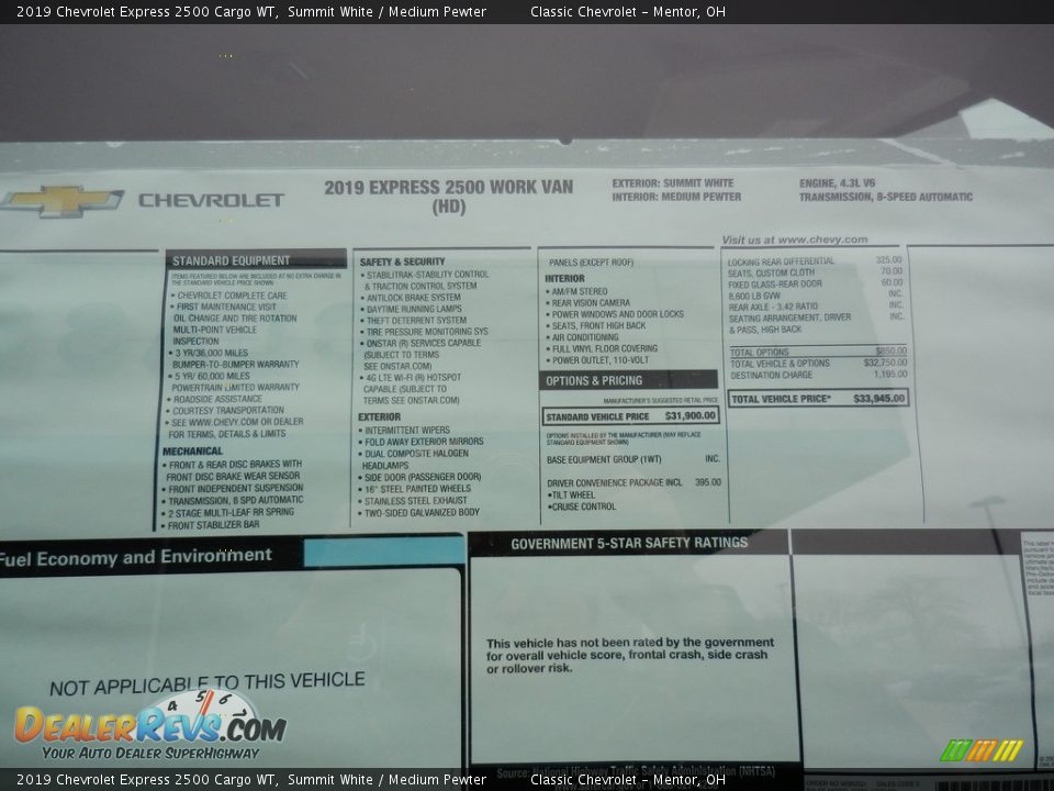 2019 Chevrolet Express 2500 Cargo WT Summit White / Medium Pewter Photo #4