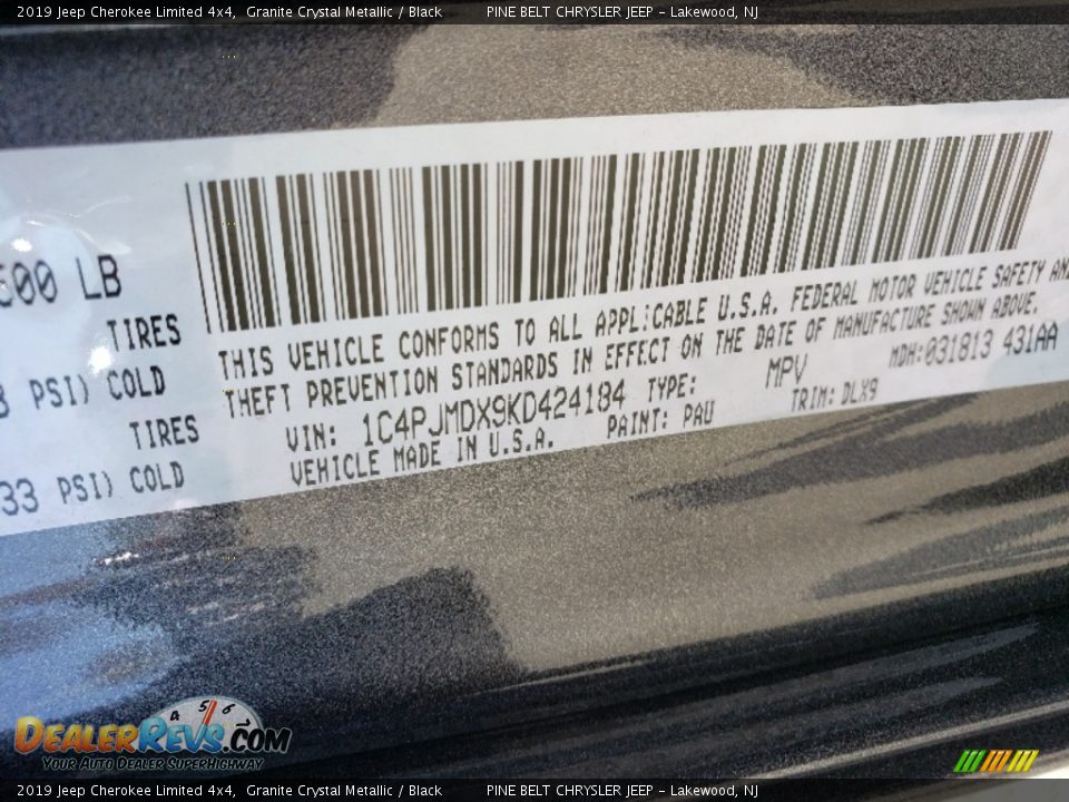 2019 Jeep Cherokee Limited 4x4 Granite Crystal Metallic / Black Photo #9