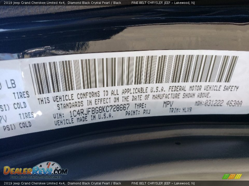 2019 Jeep Grand Cherokee Limited 4x4 Diamond Black Crystal Pearl / Black Photo #9