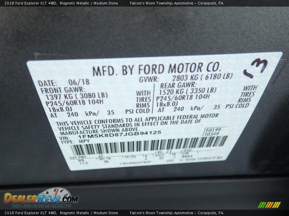 2018 Ford Explorer XLT 4WD Magnetic Metallic / Medium Stone Photo #23