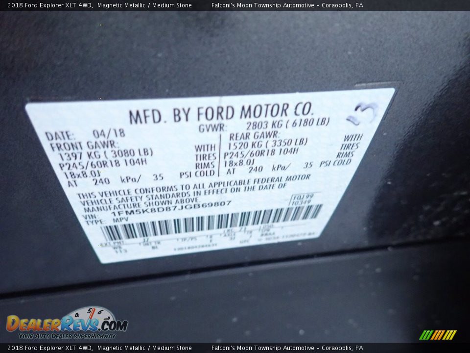 2018 Ford Explorer XLT 4WD Magnetic Metallic / Medium Stone Photo #23