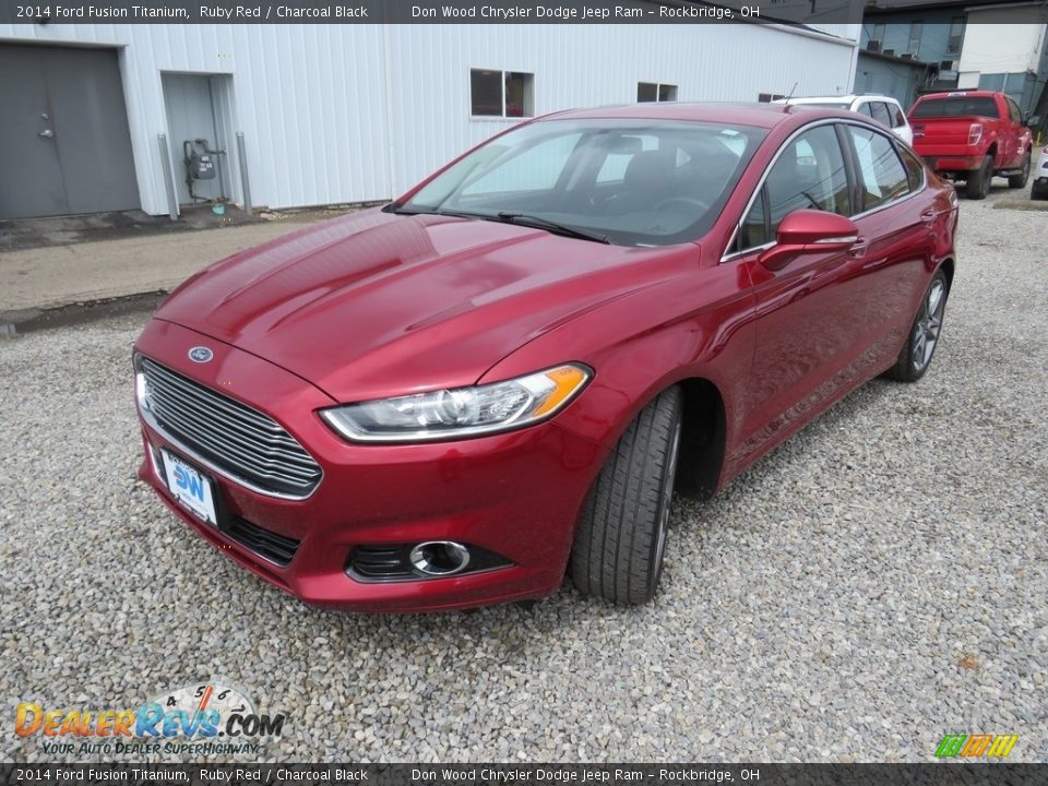 2014 Ford Fusion Titanium Ruby Red / Charcoal Black Photo #8
