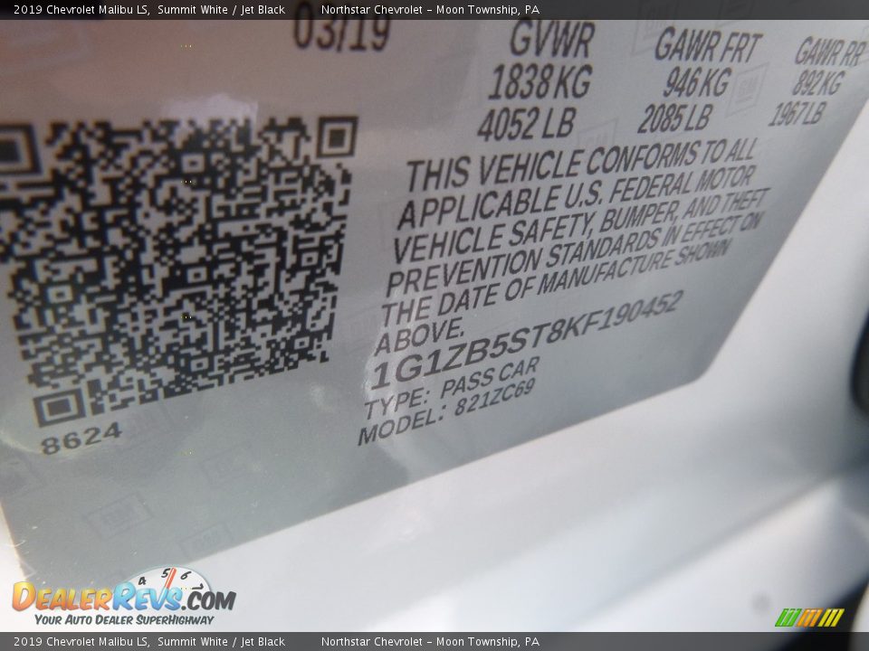 2019 Chevrolet Malibu LS Summit White / Jet Black Photo #16