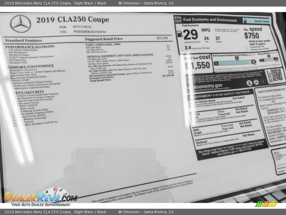 2019 Mercedes-Benz CLA 250 Coupe Night Black / Black Photo #10