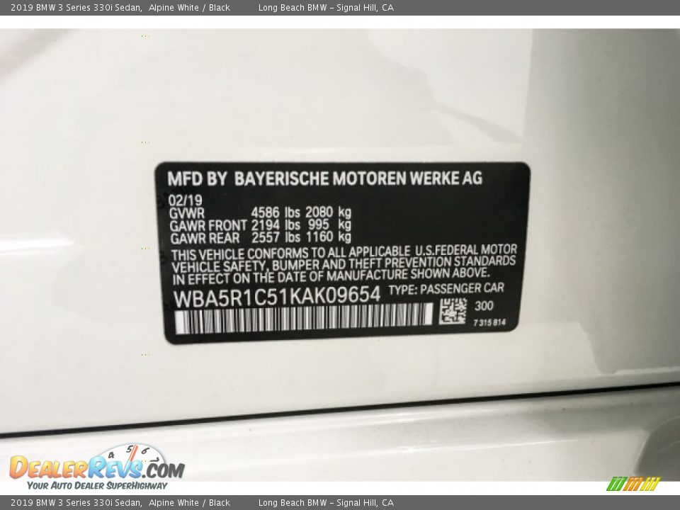 2019 BMW 3 Series 330i Sedan Alpine White / Black Photo #10