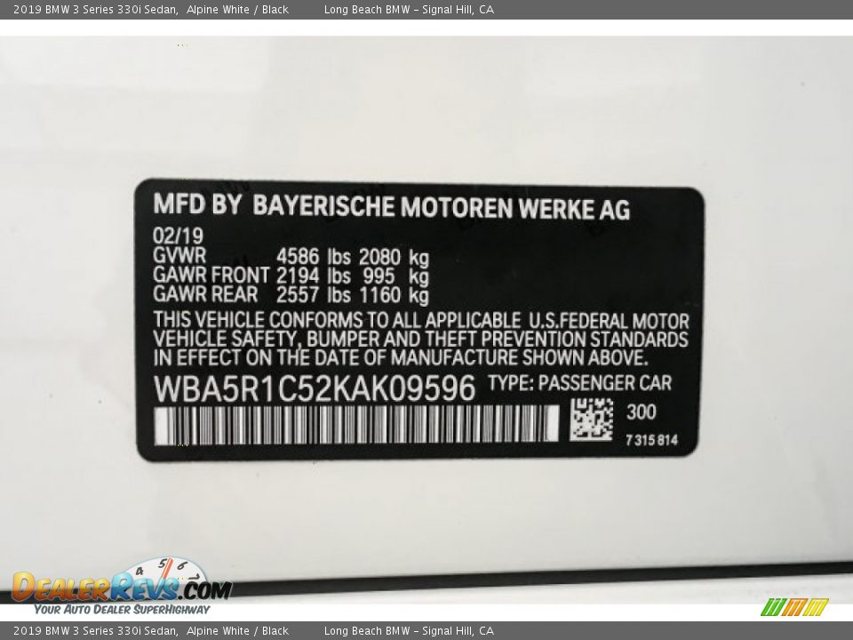 2019 BMW 3 Series 330i Sedan Alpine White / Black Photo #11