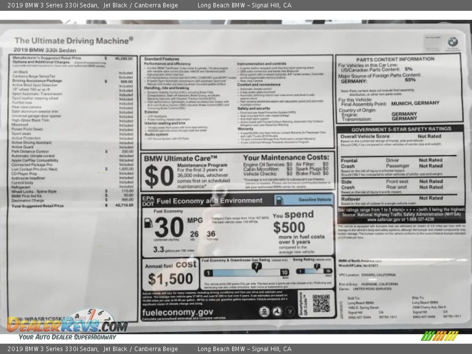 2019 BMW 3 Series 330i Sedan Jet Black / Canberra Beige Photo #10