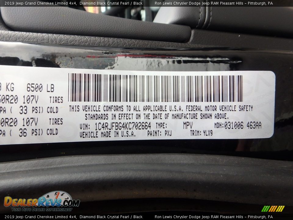 2019 Jeep Grand Cherokee Limited 4x4 Diamond Black Crystal Pearl / Black Photo #15
