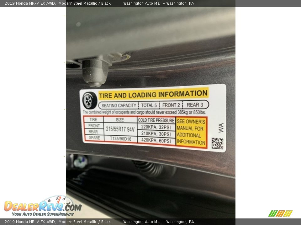 2019 Honda HR-V EX AWD Modern Steel Metallic / Black Photo #13