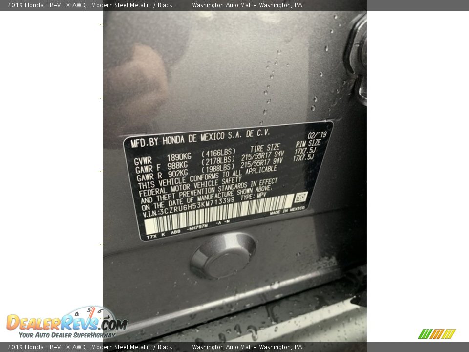 2019 Honda HR-V EX AWD Modern Steel Metallic / Black Photo #14