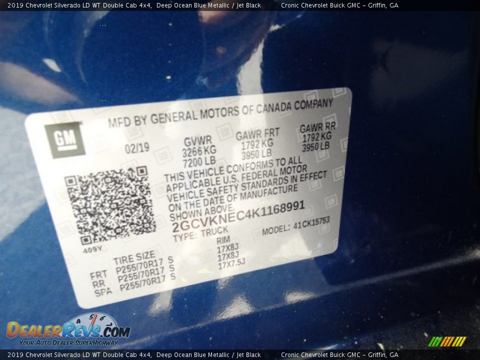 2019 Chevrolet Silverado LD WT Double Cab 4x4 Deep Ocean Blue Metallic / Jet Black Photo #27