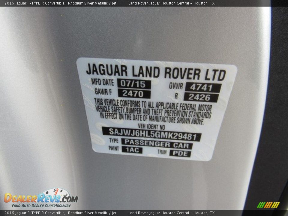2016 Jaguar F-TYPE R Convertible Rhodium Silver Metallic / Jet Photo #35