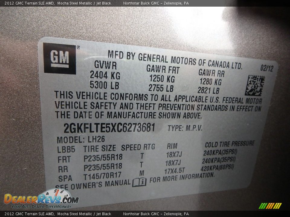 2012 GMC Terrain SLE AWD Mocha Steel Metallic / Jet Black Photo #21