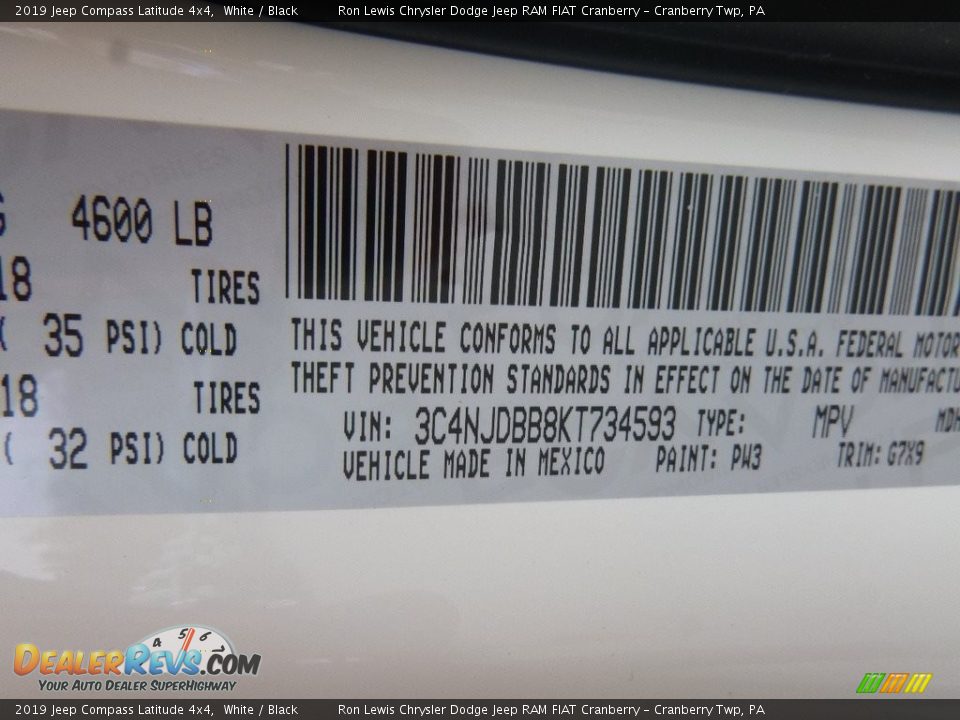2019 Jeep Compass Latitude 4x4 White / Black Photo #14