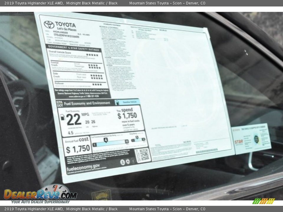 2019 Toyota Highlander XLE AWD Midnight Black Metallic / Black Photo #12