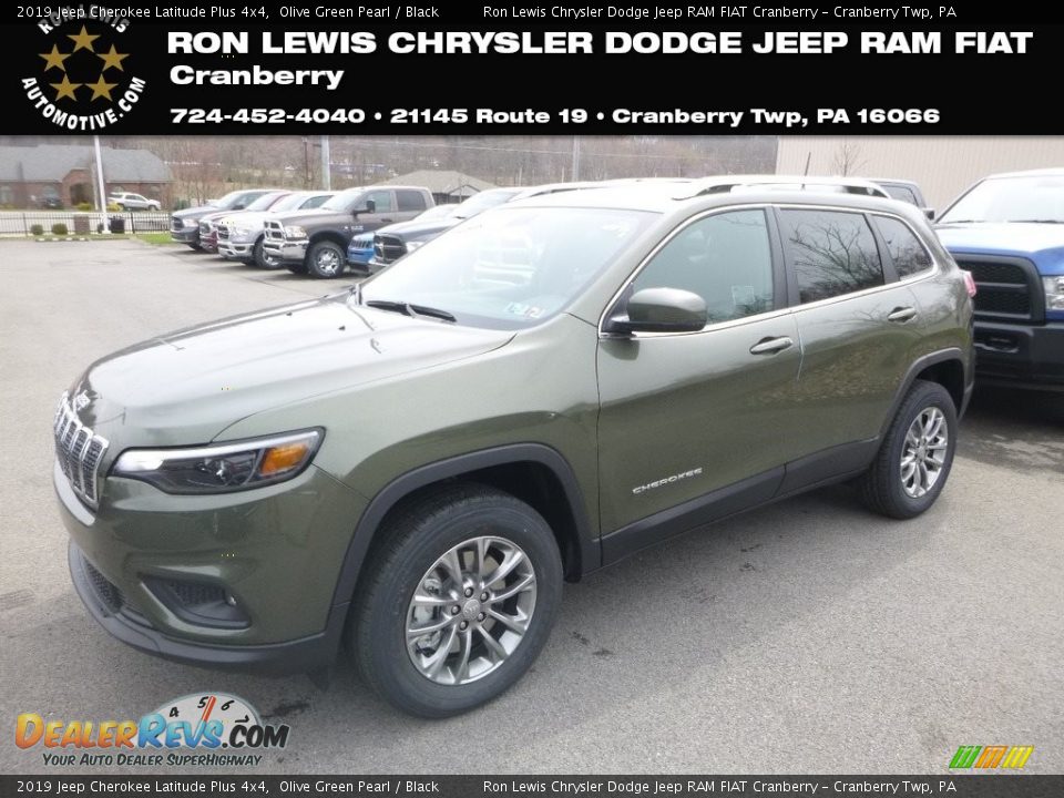 2019 Jeep Cherokee Latitude Plus 4x4 Olive Green Pearl / Black Photo #1