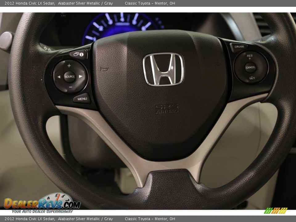 2012 Honda Civic LX Sedan Alabaster Silver Metallic / Gray Photo #8