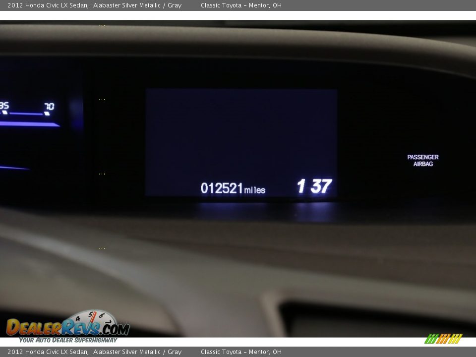 2012 Honda Civic LX Sedan Alabaster Silver Metallic / Gray Photo #10
