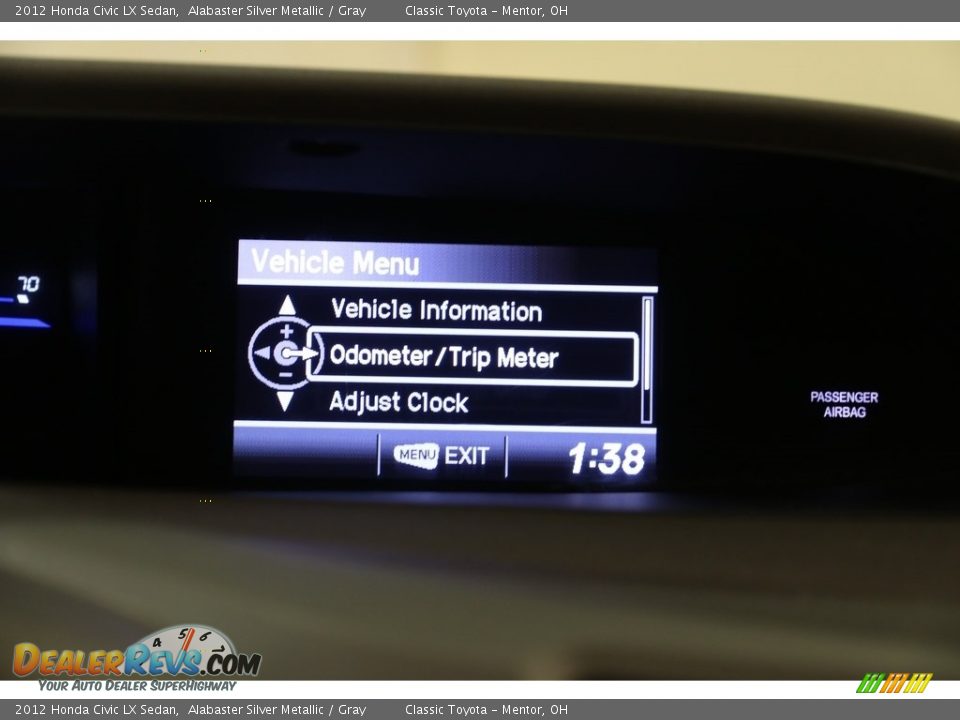 2012 Honda Civic LX Sedan Alabaster Silver Metallic / Gray Photo #12