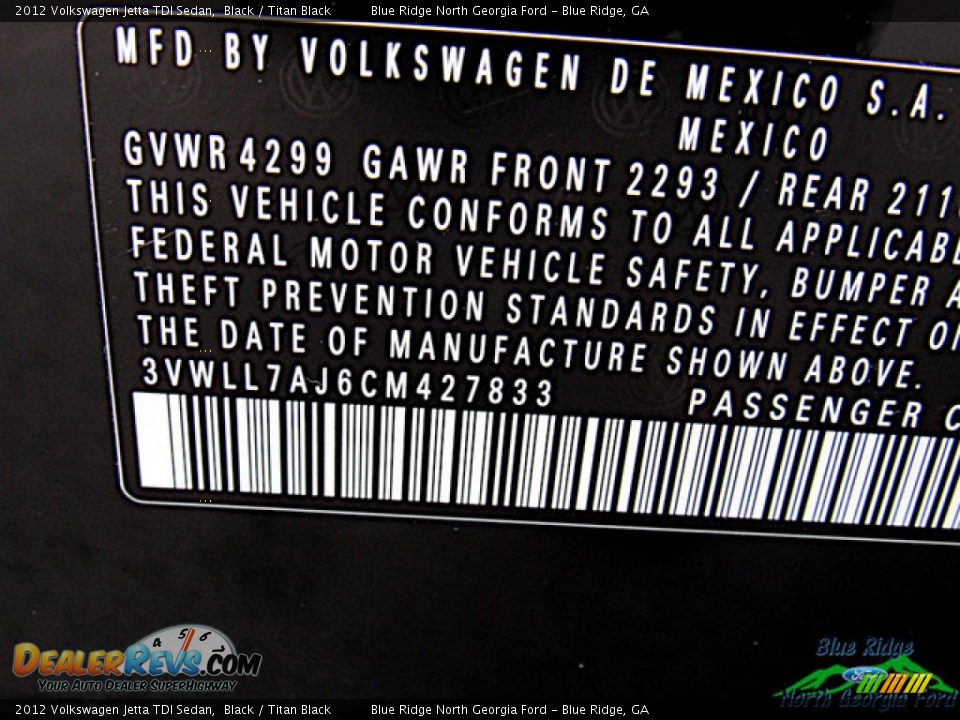 2012 Volkswagen Jetta TDI Sedan Black / Titan Black Photo #23