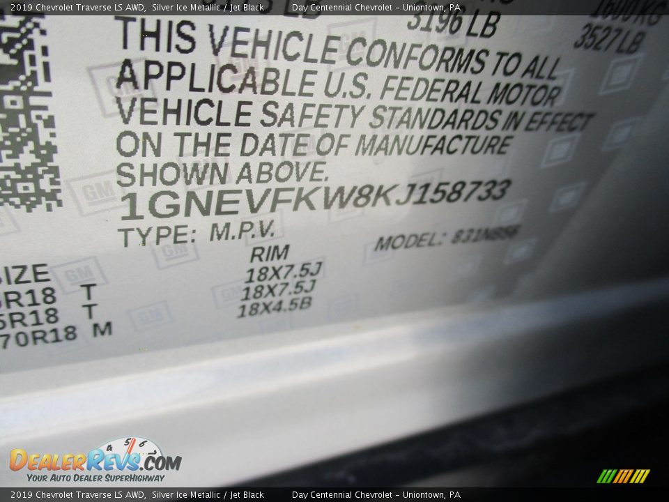 2019 Chevrolet Traverse LS AWD Silver Ice Metallic / Jet Black Photo #19