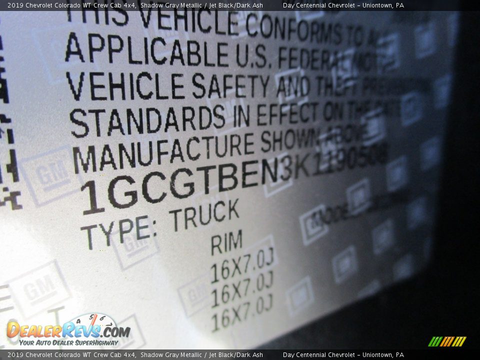 2019 Chevrolet Colorado WT Crew Cab 4x4 Shadow Gray Metallic / Jet Black/Dark Ash Photo #19