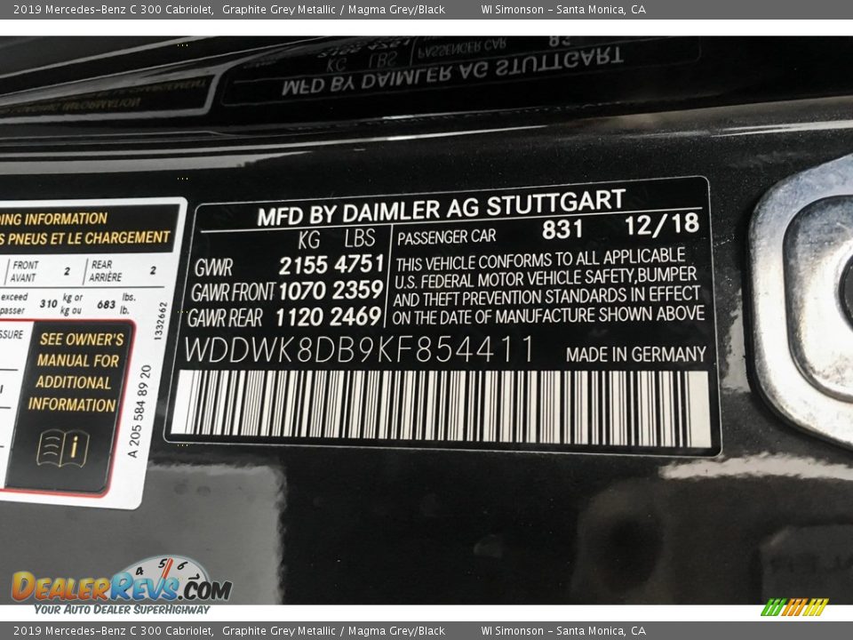 2019 Mercedes-Benz C 300 Cabriolet Graphite Grey Metallic / Magma Grey/Black Photo #11