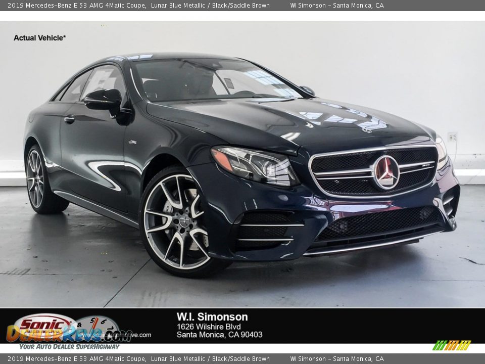2019 Mercedes-Benz E 53 AMG 4Matic Coupe Lunar Blue Metallic / Black/Saddle Brown Photo #1