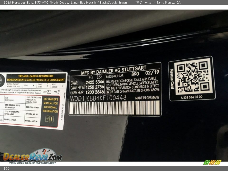 Mercedes-Benz Color Code 890 Lunar Blue Metallic