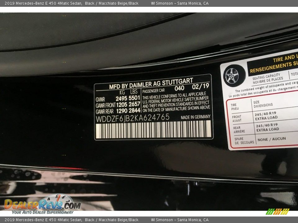 2019 Mercedes-Benz E 450 4Matic Sedan Black / Macchiato Beige/Black Photo #11
