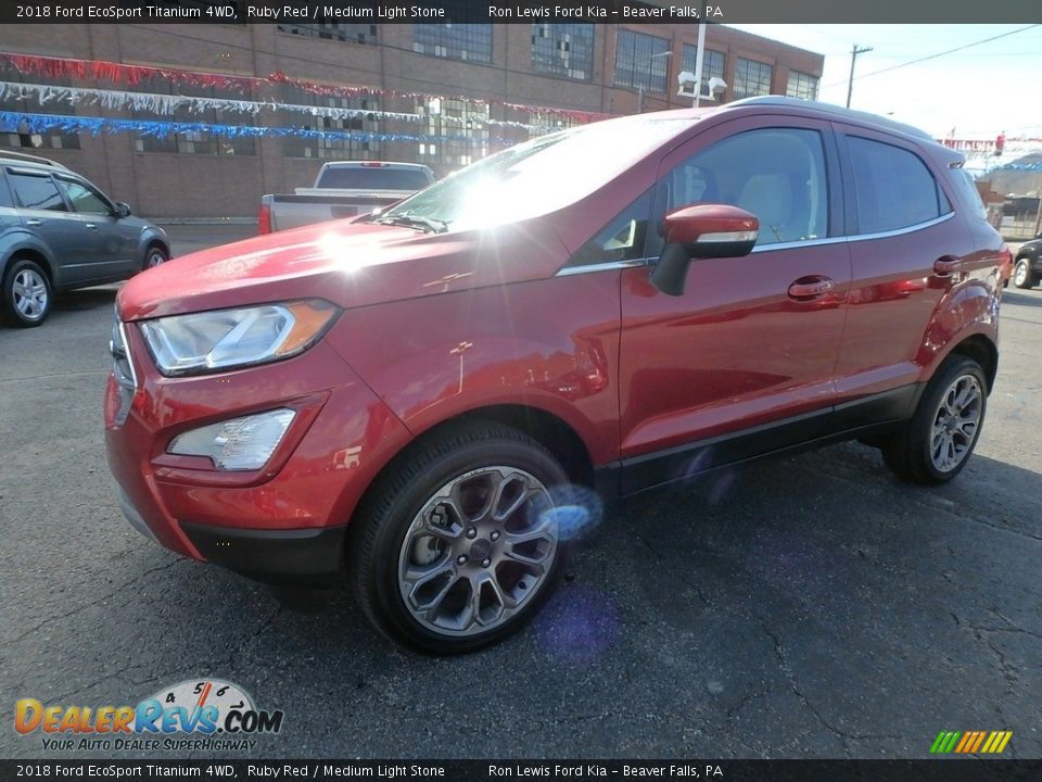 2018 Ford EcoSport Titanium 4WD Ruby Red / Medium Light Stone Photo #7